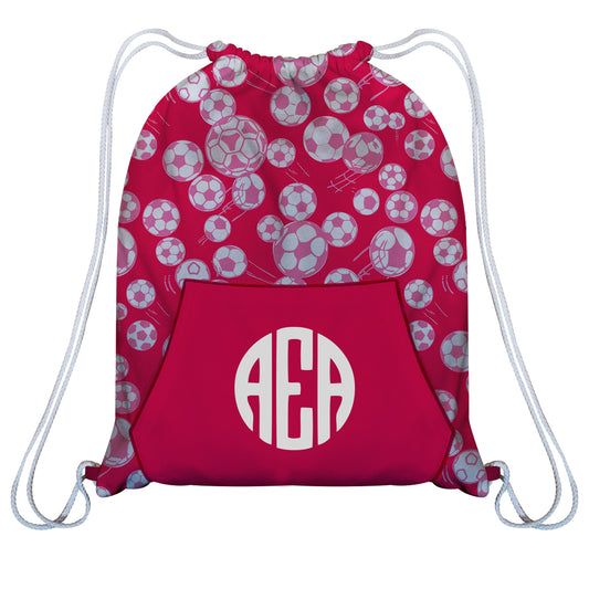Soccer Pink Fleece Gym Bag With Kangaroo Pocket