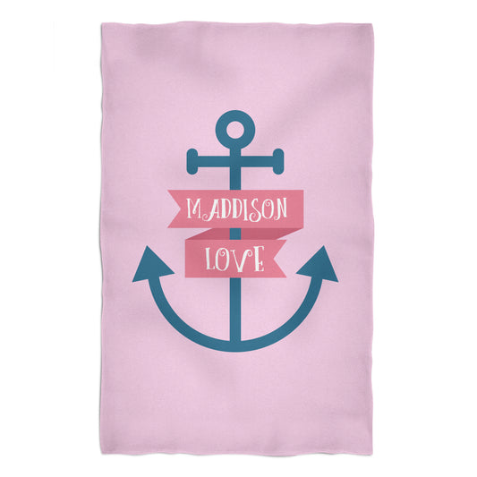 Anchor Love Name Pink Towel 51 x 32""