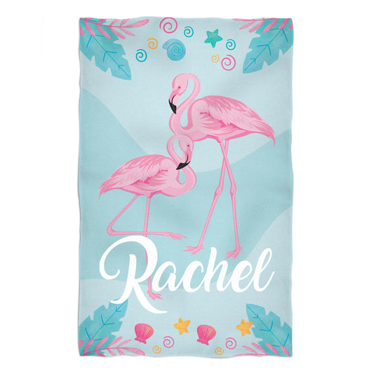 Flamingos Personalized Name Aqua Towel 51 x 32""