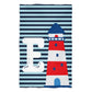 Lighthouse Initial Name Blue and Light Blue Stripes Towel   51x 32""