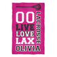 Live Love Lax Personalized Name and Number Hot Pink Towel 51 x 32""