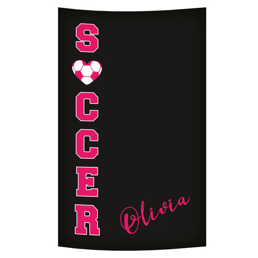 Soccer Heart Name Black Girls Towel