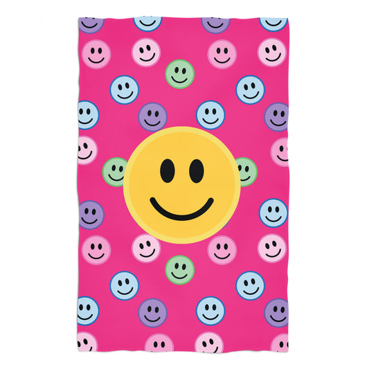 Smile Face Print Hot Pink Towel 51 x 32""