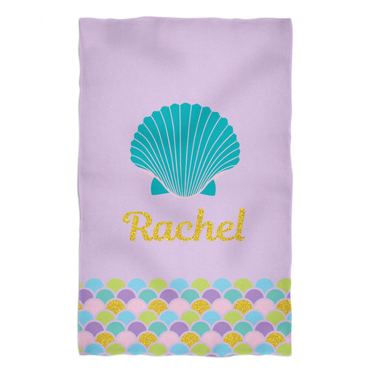 Shell Personalized Name Purple Towel 51 x 32""