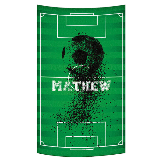 Soccer Field Personalized Name Green Towel 51 X 32""