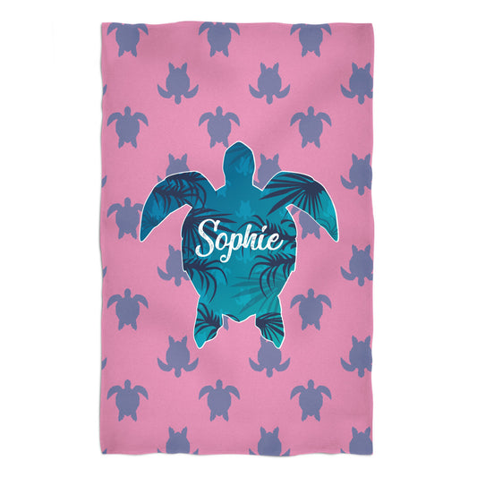 Turtle Print Name Pink Towel