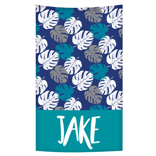 Tropical Name Blue and Turquoise Towel 51x 32""