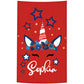 Unicorn Personalized Name Red Towel 51 x 32""