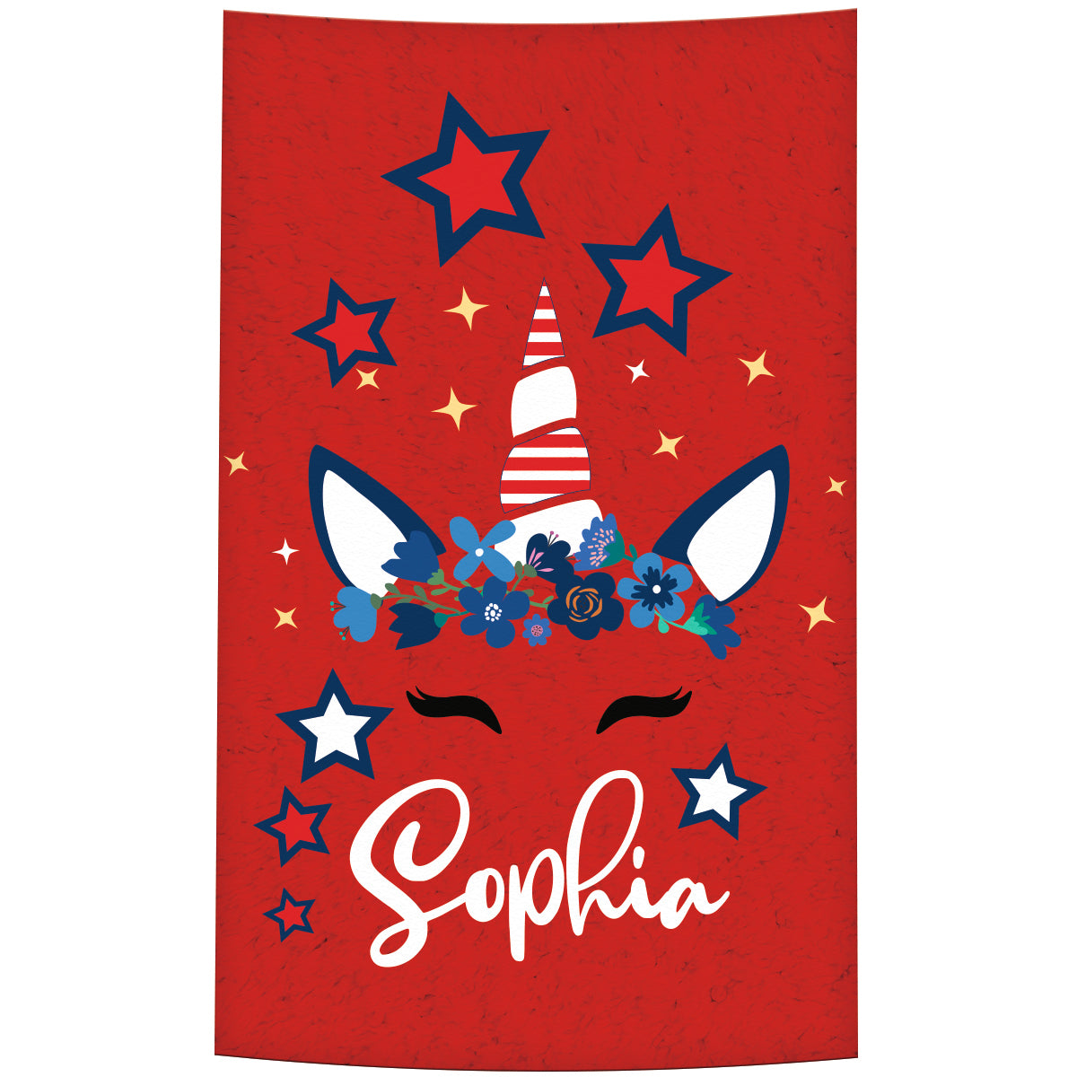 Unicorn Personalized Name Red Towel 51 x 32""