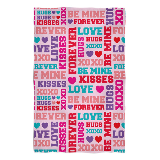 Valentines Print Pink Towel  51x 32""