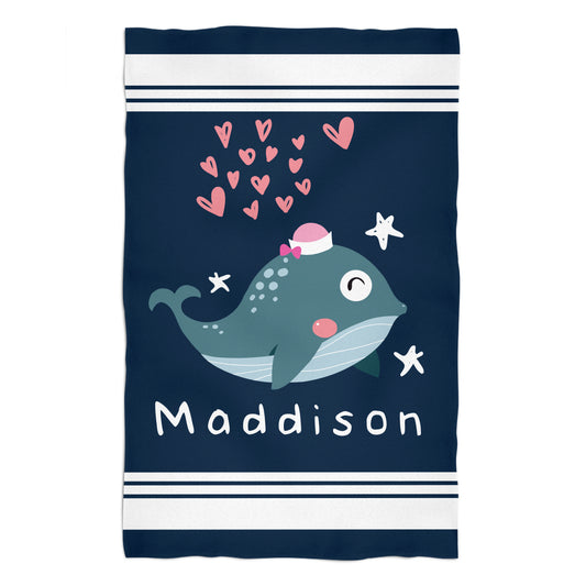 Whale Name Navy Towel