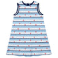 Lobster Print White And Light Blue Stripes A Line Dress