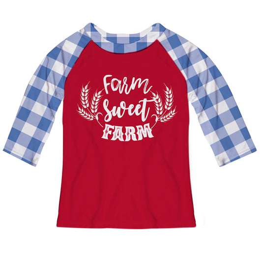 Farm Sweet Farm Maroon Raglan Tee Shirt 3/4 Sleeve