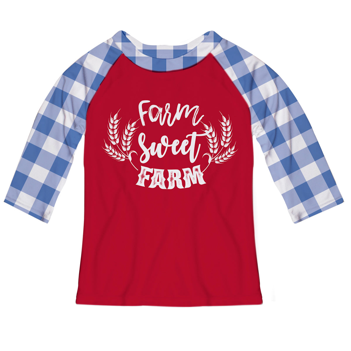 Farm Sweet Farm Maroon Raglan Tee Shirt 3/4 Sleeve
