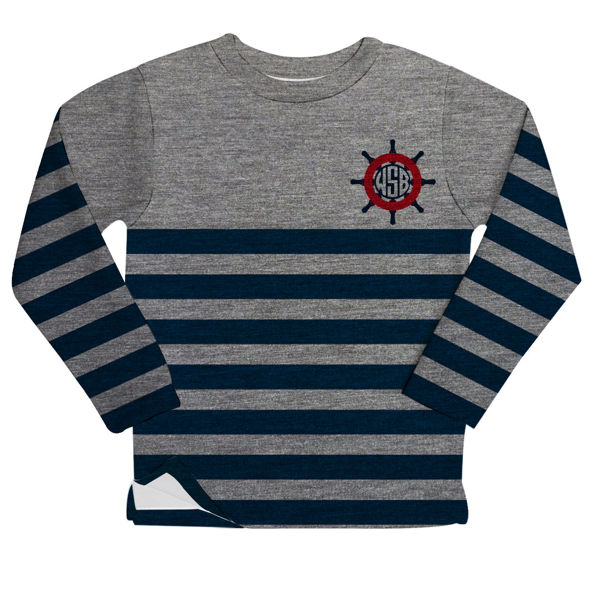 Nautical Monogram Gray Heather Fleece Sweatshirt With Side Vents