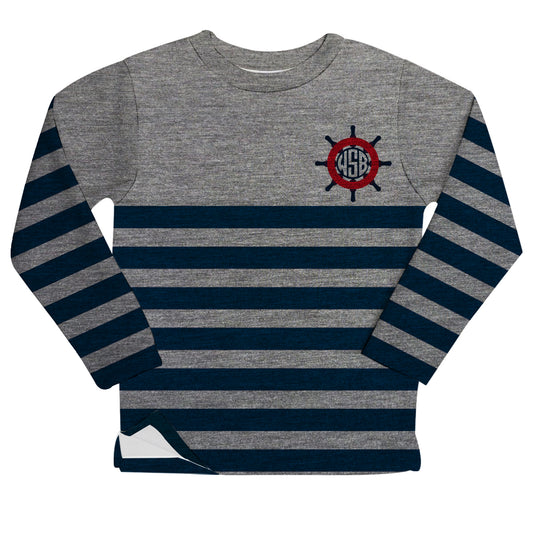 Nautical Monogram Gray Heather Fleece Sweatshirt With Side Vents