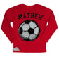 Soccer Ball Name Red Boys Sweatshirt Fleece Side Vents