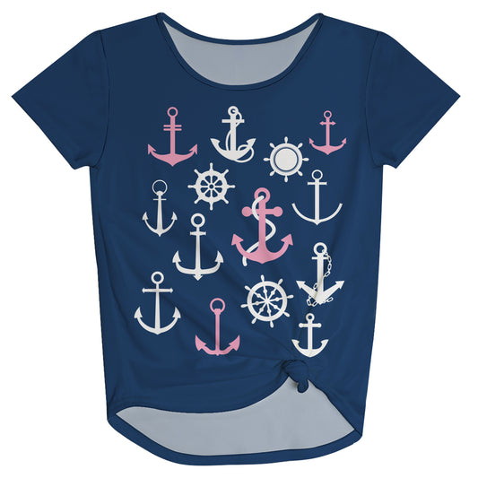 Anchors Navy Knot Top