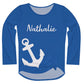 Anchor Personalized Name Royal Long Sleeve Knot Top