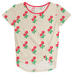 Flowers Print Beige and Red Knot Top