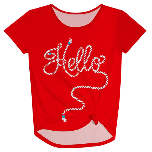 Hello Rope Red Knot Top
