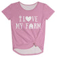 I Love My Farm Pink Knot Top