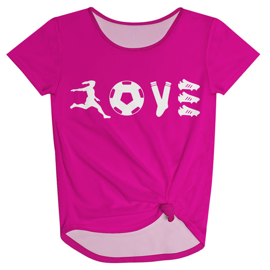 Love Soccer Hot Pink Knot Top
