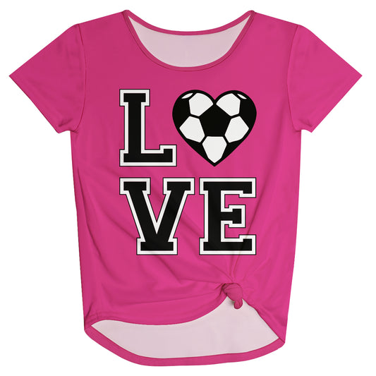 Love Soccer Pink Knot Top