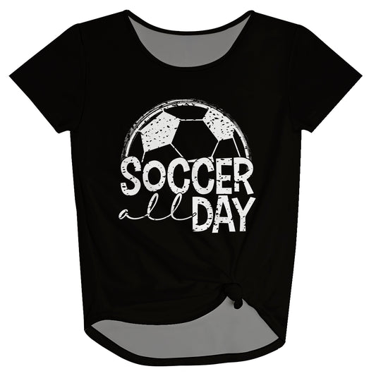 Soccer All Day Black Knot Top