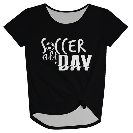 Soccer All Day Black Knot Top