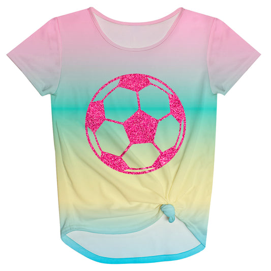Soccer Ball Pink and Yellow Degrade Knot Top