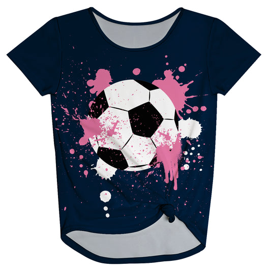 Soccer Ball Navy and Pink Knot Top