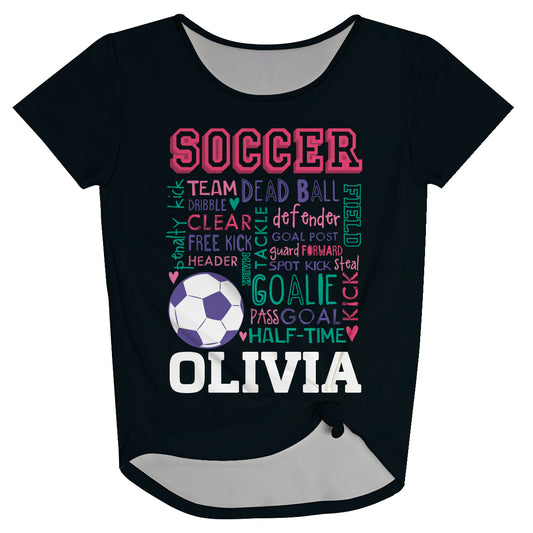 Soccer Personalized Name Black Knot Top