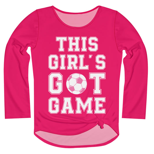 This Girls Got Game Hot Pink Long Sleeve Knot Top
