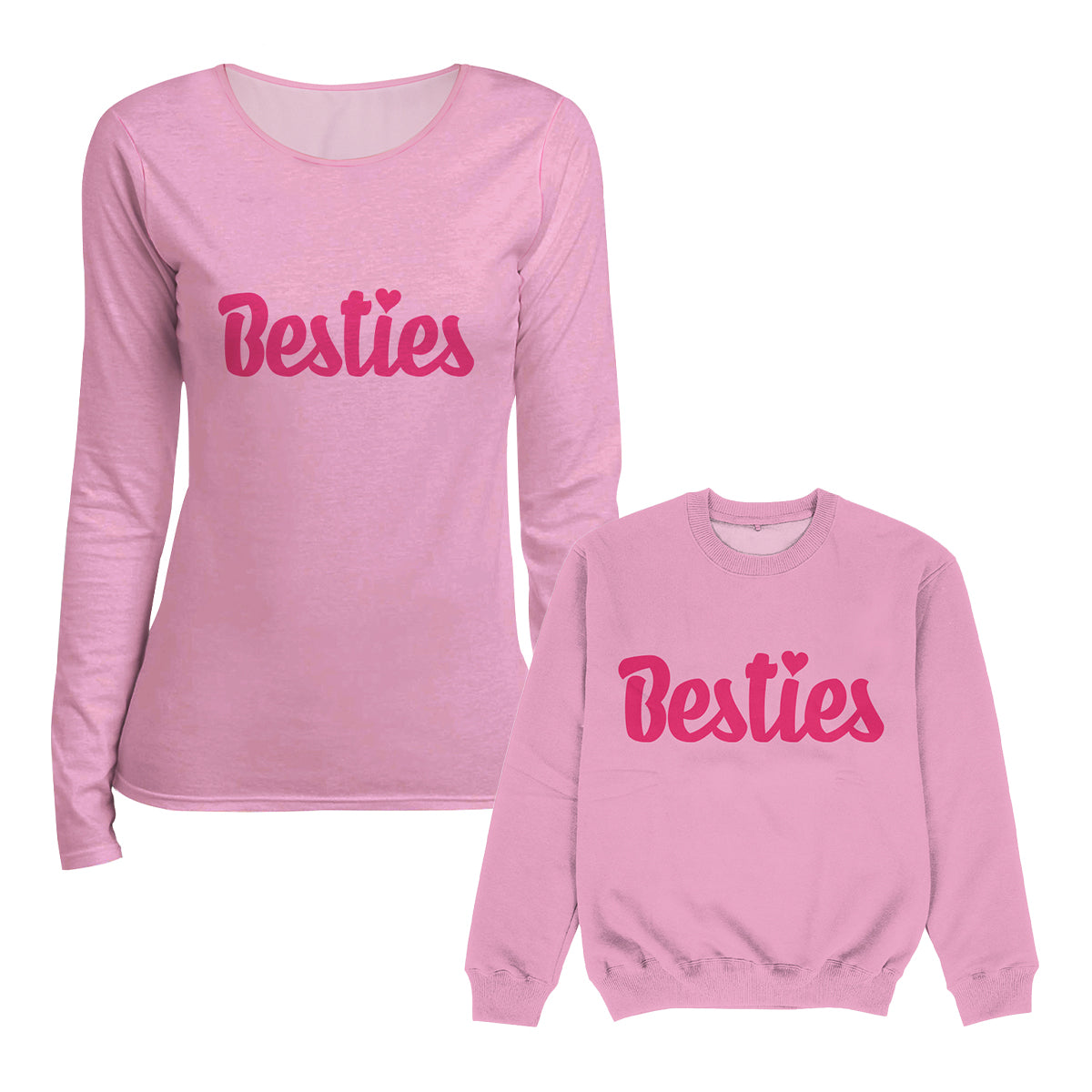 Besties Pink and Hot Pink Long Sleeve Tee Shirt - Wimziy&Co.