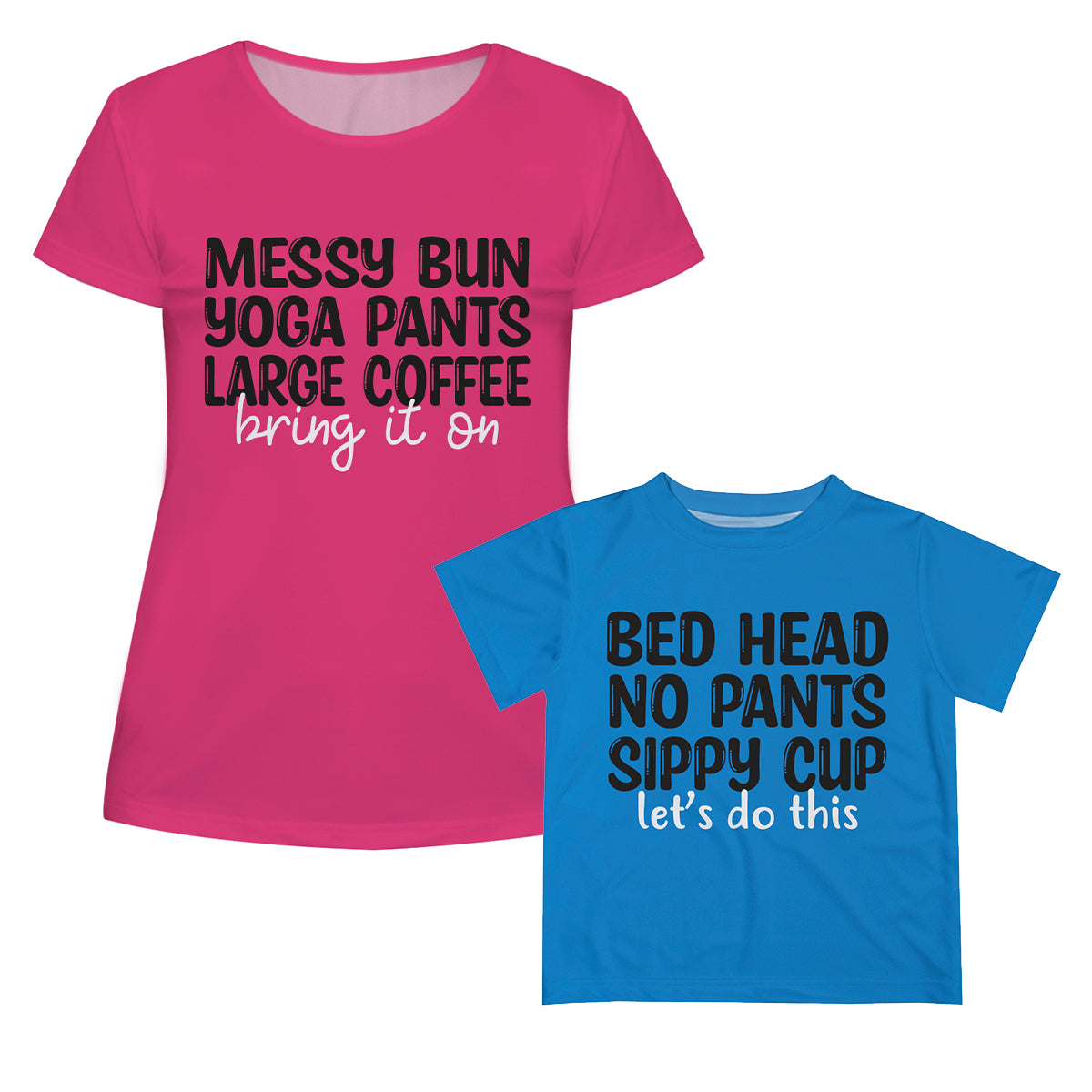 Messy Bun Yoga Pants Pink Short Sleeve Tee Shirt - Wimziy&Co.
