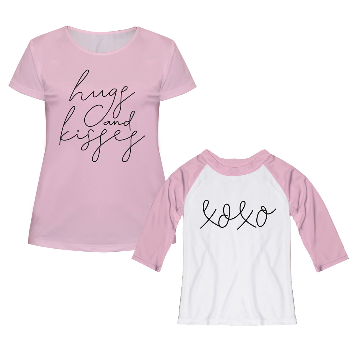 XOXO White and Pink Raglan Tee Shirt 3/4 Sleeve - Wimziy&Co.