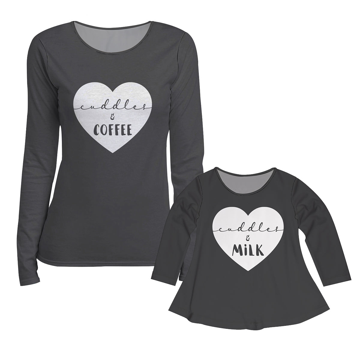 Cuddles and Milk Heart Gray Long Sleeve Laurie Top - Wimziy&Co.