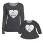 Cuddles and Coffee Heart Gray Long Sleeve Tee Shirt - Wimziy&Co.