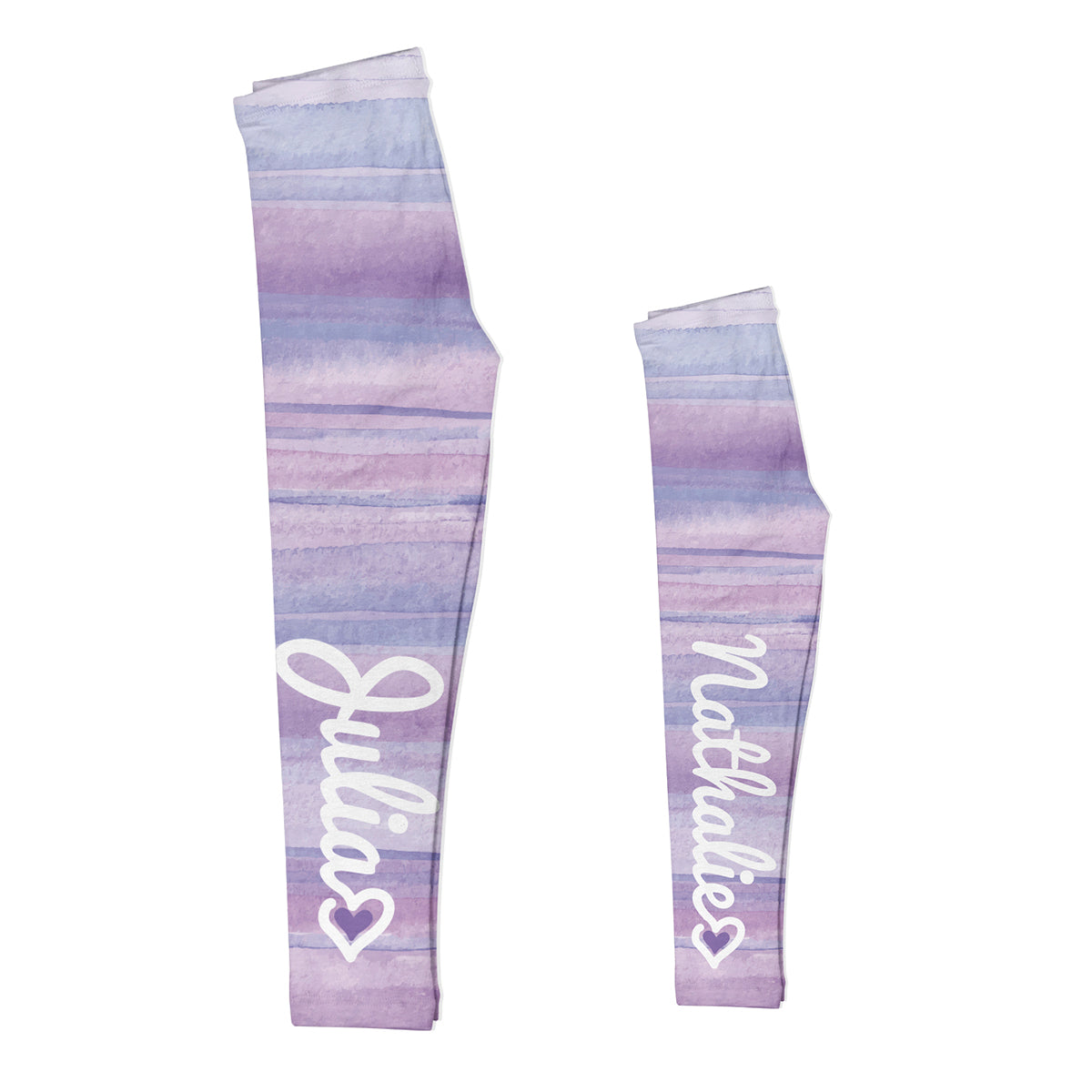 Personalized Name Purple and Pink Watercolor Leggings - Wimziy&Co.