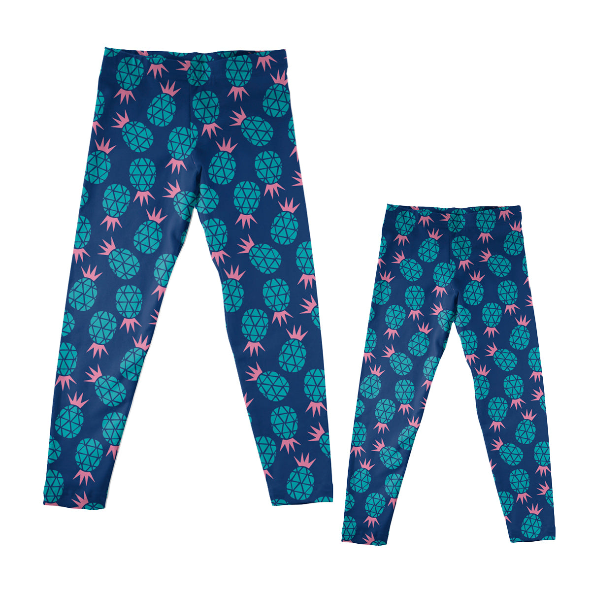 Pineapple Print Navy Turquoise and Pink Leggings - Wimziy&Co.