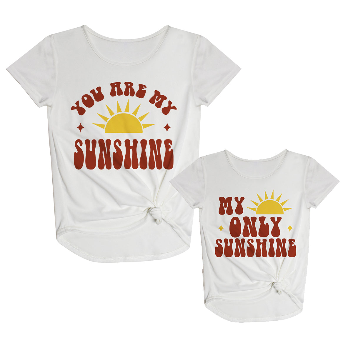 You Are My Sunshine White Short Sleeve Knot Top - Wimziy&Co.