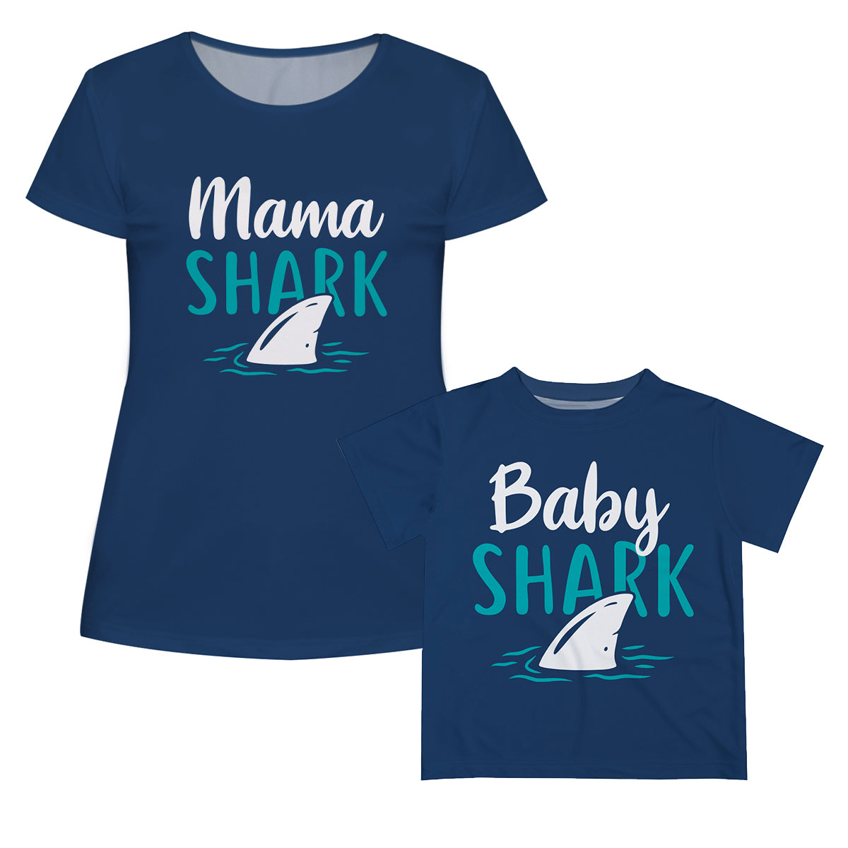 Mama Shark Navy Short Sleeve Tee Shirt - Wimziy&Co.