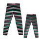 Stripes Print Black Pink and Mint Leggings - Wimziy&Co.