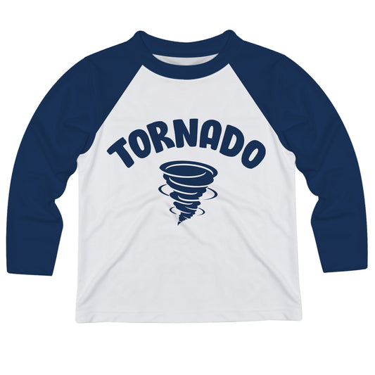 Tornado White and Navy Raglan Long Sleeve Tee Shirt