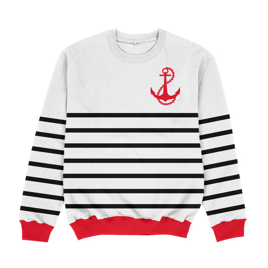 Anchor White Black and Red Crewneck Sweatshirt
