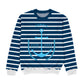 Anchor Personalized Name Navy Stripes Crewneck Sweatshirt