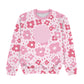 Flowers Print Personalized Monogram Pink Crewneck Sweatshirt - Wimziy&Co.