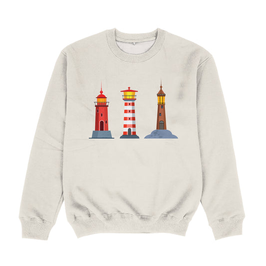 Lighthouses Beige Crewneck Sweatshirt