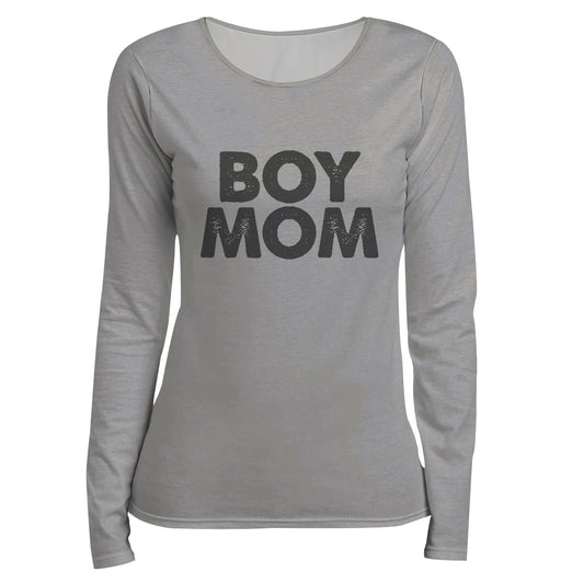 Boy Mom Gray Long Sleeve Tee Shirt